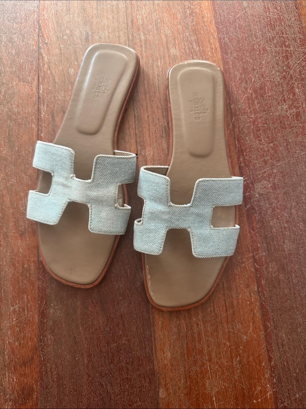 Hermes Oran Denim Sandals Size 39